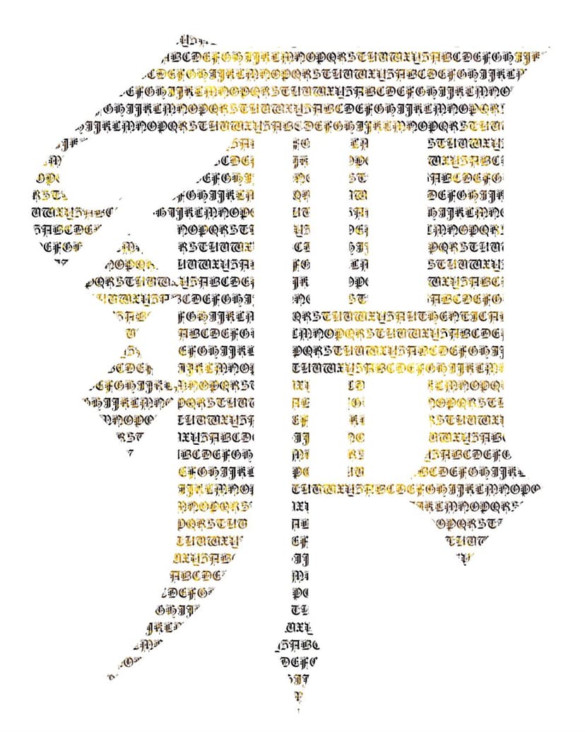 Ototee letter A artwork composed of miniature alphabet letters