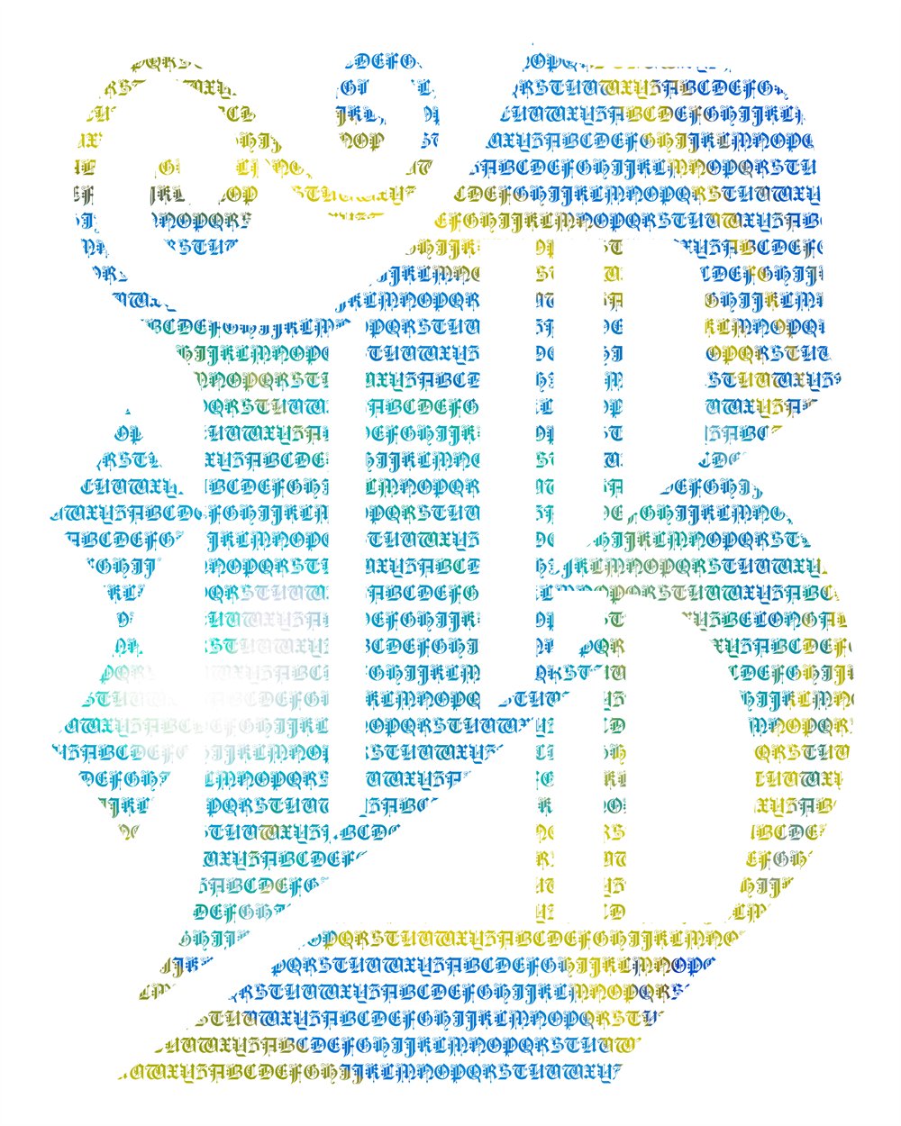 B — Micrography — Old English capitals, hand-set