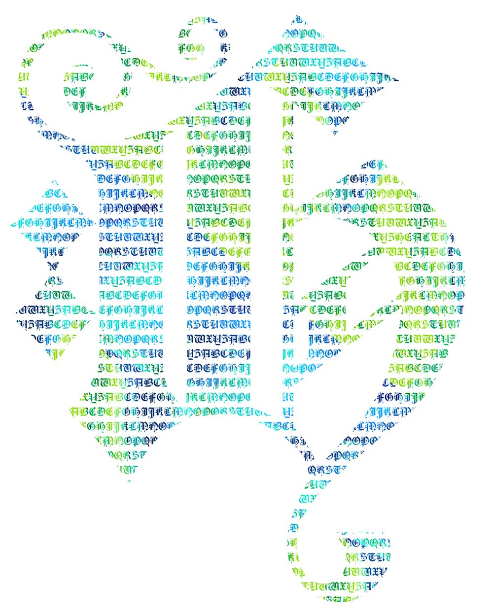 H — Micrography — Old English capitals, hand-set