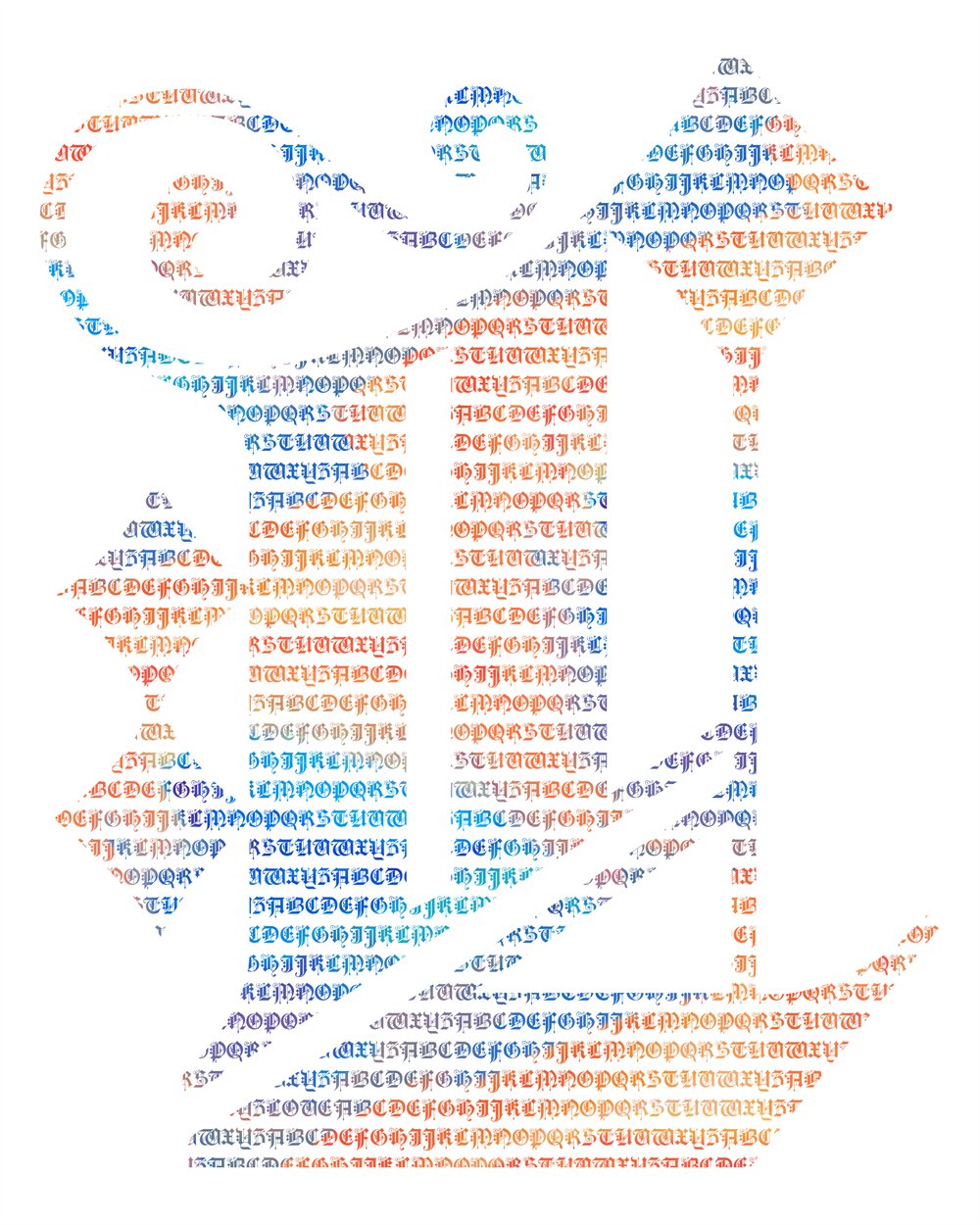 L — Micrography — Old English capitals, hand-set