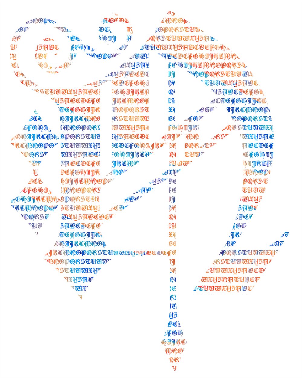 N — Micrography — Old English capitals, hand-set