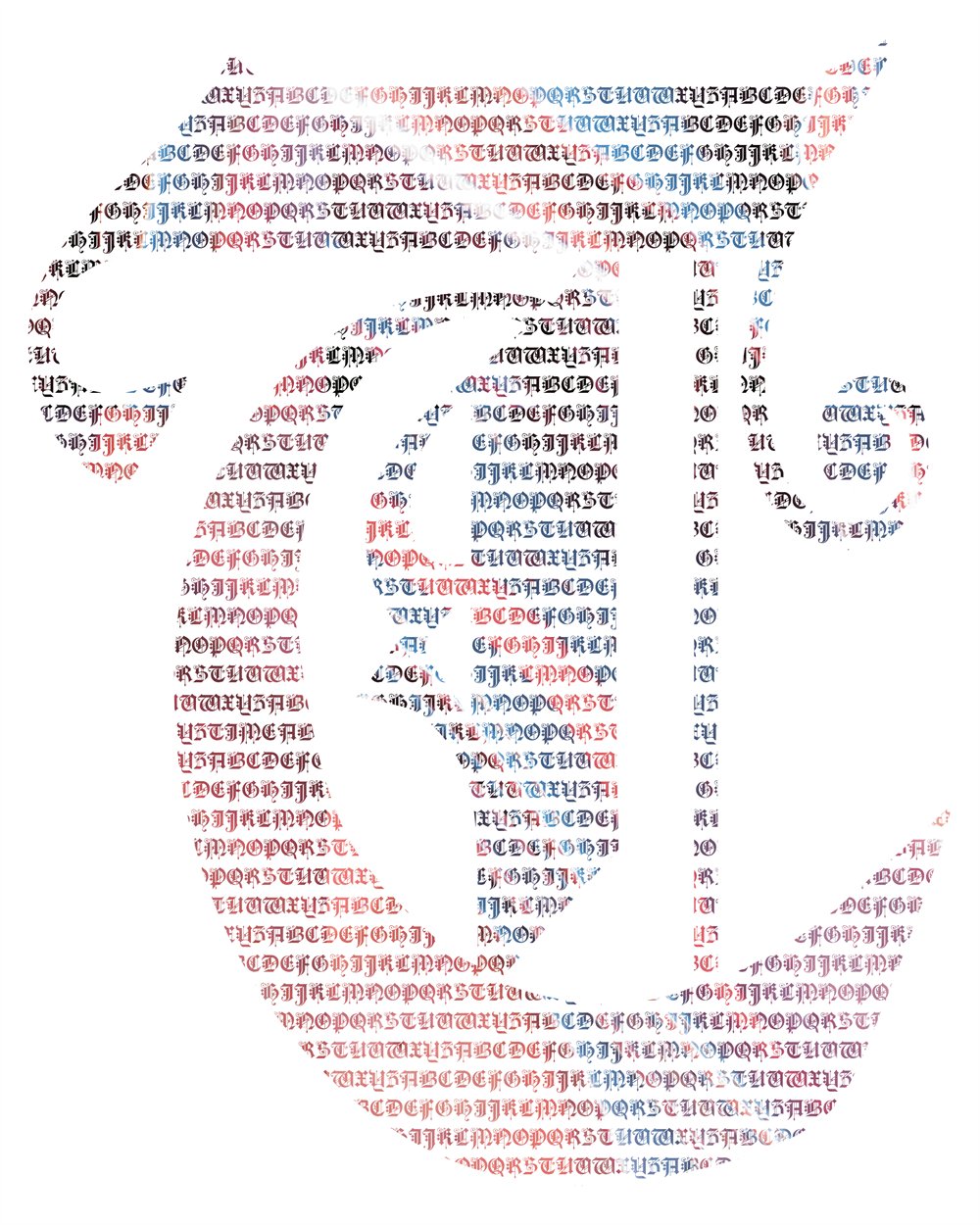 T — Micrography — Old English capitals, hand-set