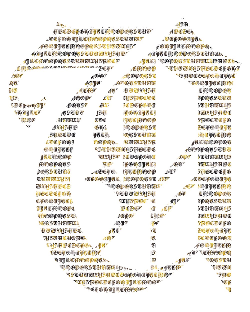 V — Micrography — Old English capitals, hand-set